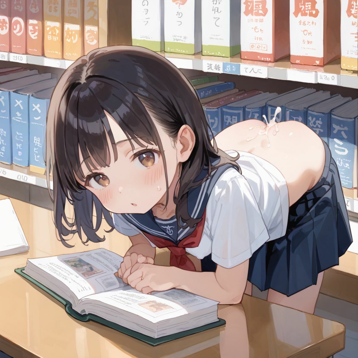 文系つるぺた少女と静かな図書館でヌルヌル中出し性交061