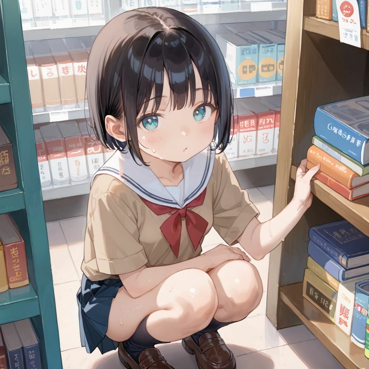 文系つるぺた少女と静かな図書館でヌルヌル中出し性交063
