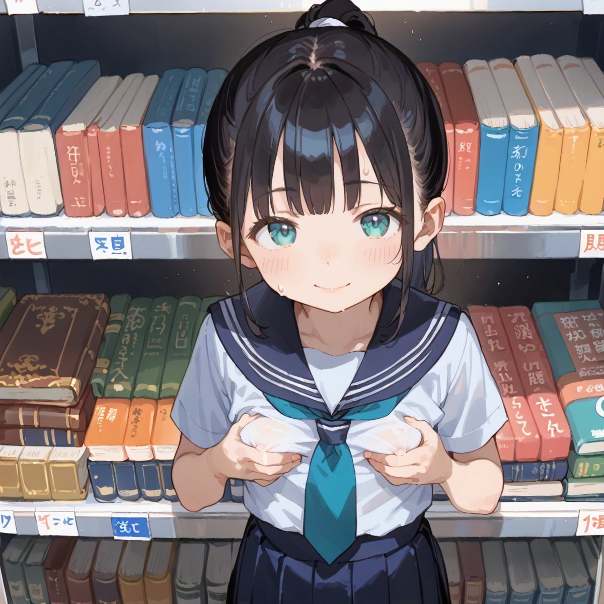 文系つるぺた少女と静かな図書館でヌルヌル中出し性交064