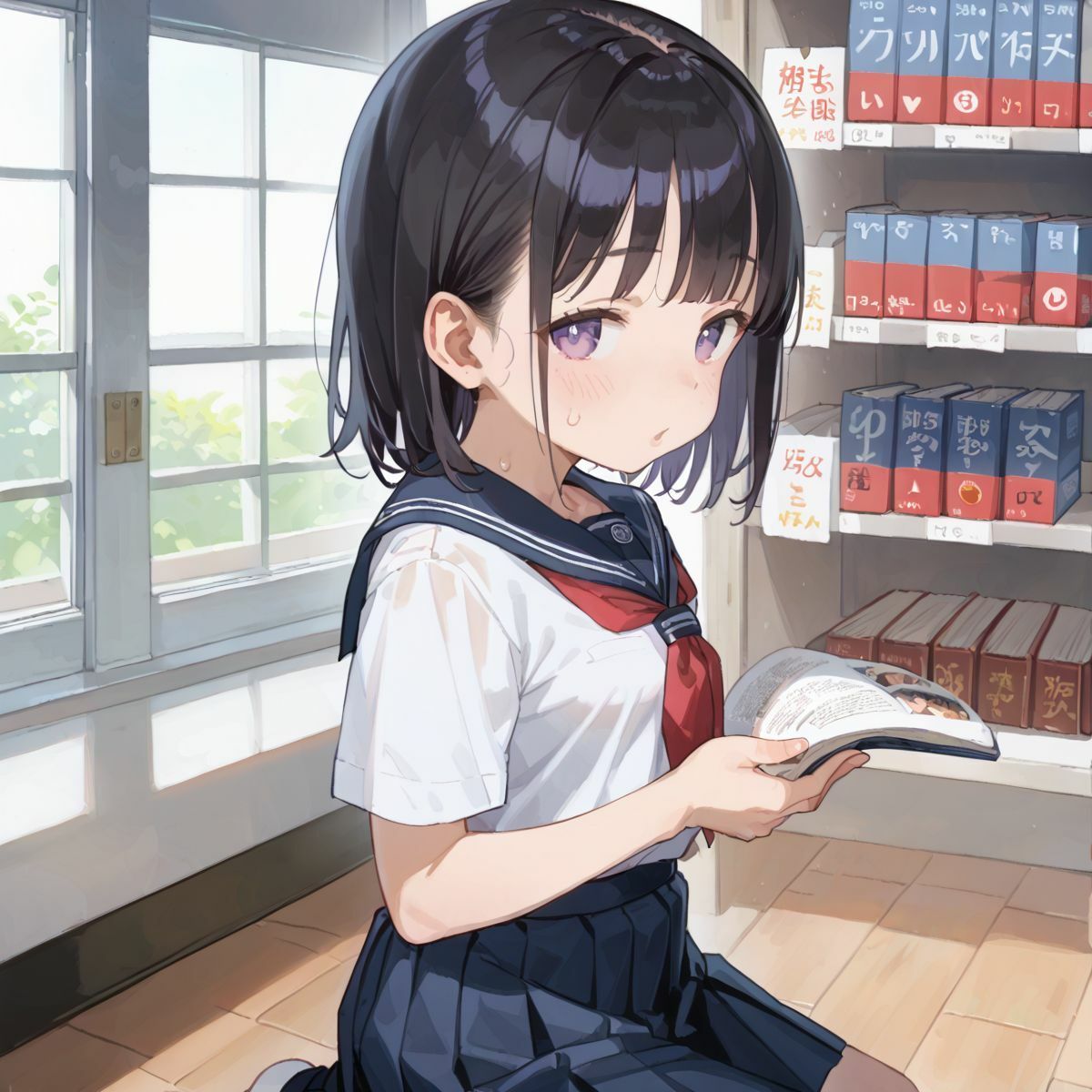 文系つるぺた少女と静かな図書館でヌルヌル中出し性交068