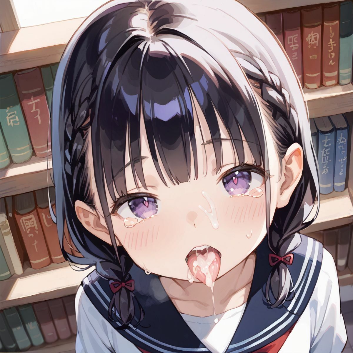 文系つるぺた少女と静かな図書館でヌルヌル中出し性交069