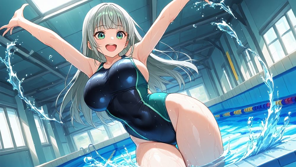 サンプル画像4:対照的な巨乳水泳部員が新任コーチに競泳水着姿で密着中出し指導【4K】【FANZA専売】(ニート印刷所) [d_550922]