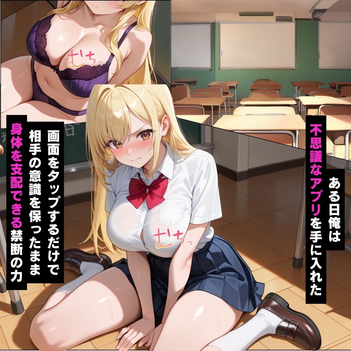 サンプル画像1:催●アプリで真面目な委員長が何度も中出しされる話【セリフ付き】(爆乳素人) [d_551169]