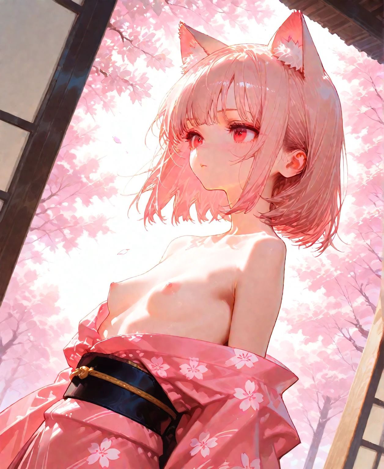 サンプル画像4:桜猫 着物で着衣ックス(誘惑のささやき) [d_551351]