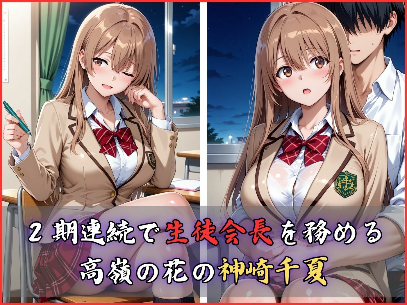 サンプル画像3:【4Kイラスト】淫夢堕_俺の淫夢で神崎千夏の本性を犯し尽くす！！（教室編）(Re：ロード_聖華女学院) [d_551367]