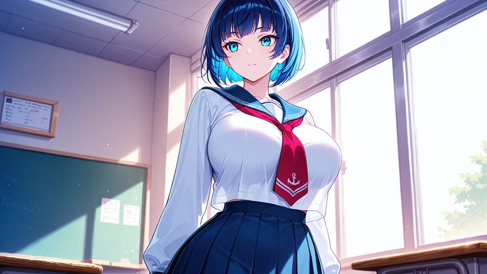 サンプル画像2:紺髪クール＆赤髪元気娘が水泳部顧問と中出し交尾【4K】【FANZA専売】(ニート印刷所) [d_551555]