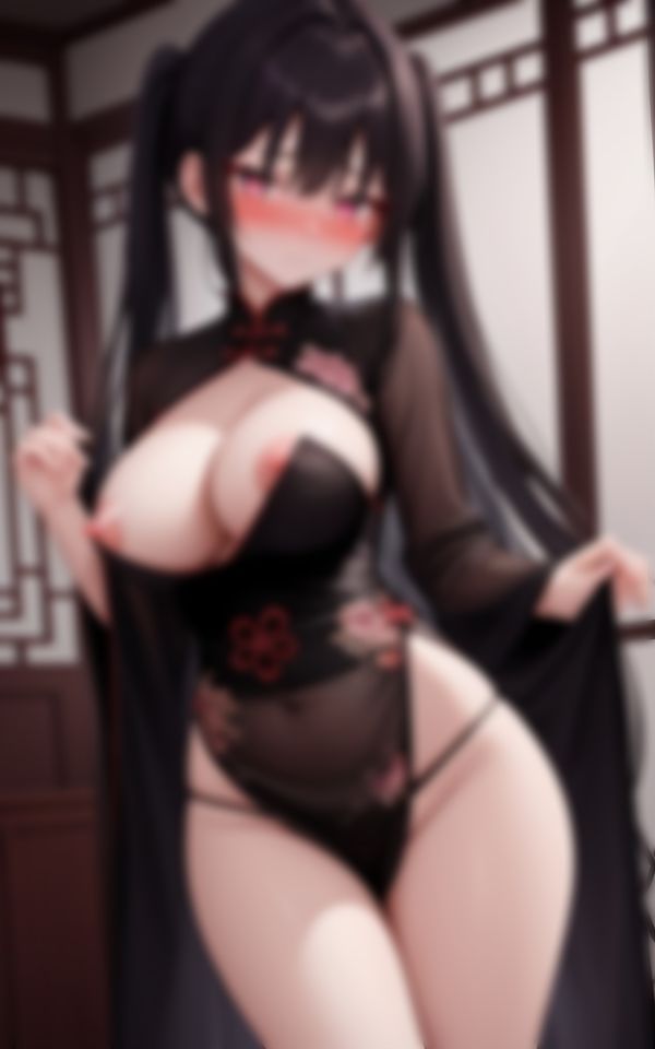 サンプル画像5:エチエチなチャイナドレスとムンムンな色気で男たちを挑発する淫乱爆乳美女(AIあかね) [d_551765]