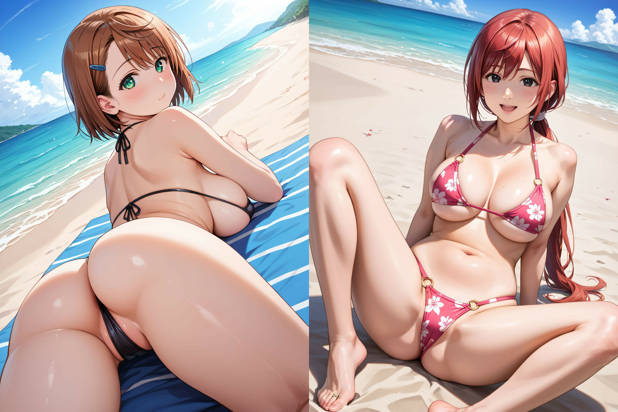 サンプル画像1:宮崎母娘のえちえちビーチ(AIれんず) [d_551949]