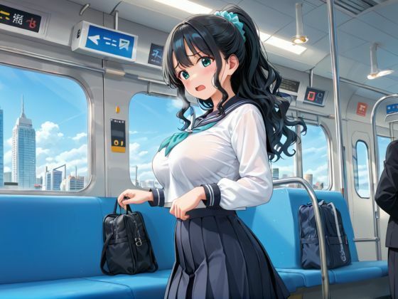 爆乳美女を電車の中で危険日種付けセックス 画像1