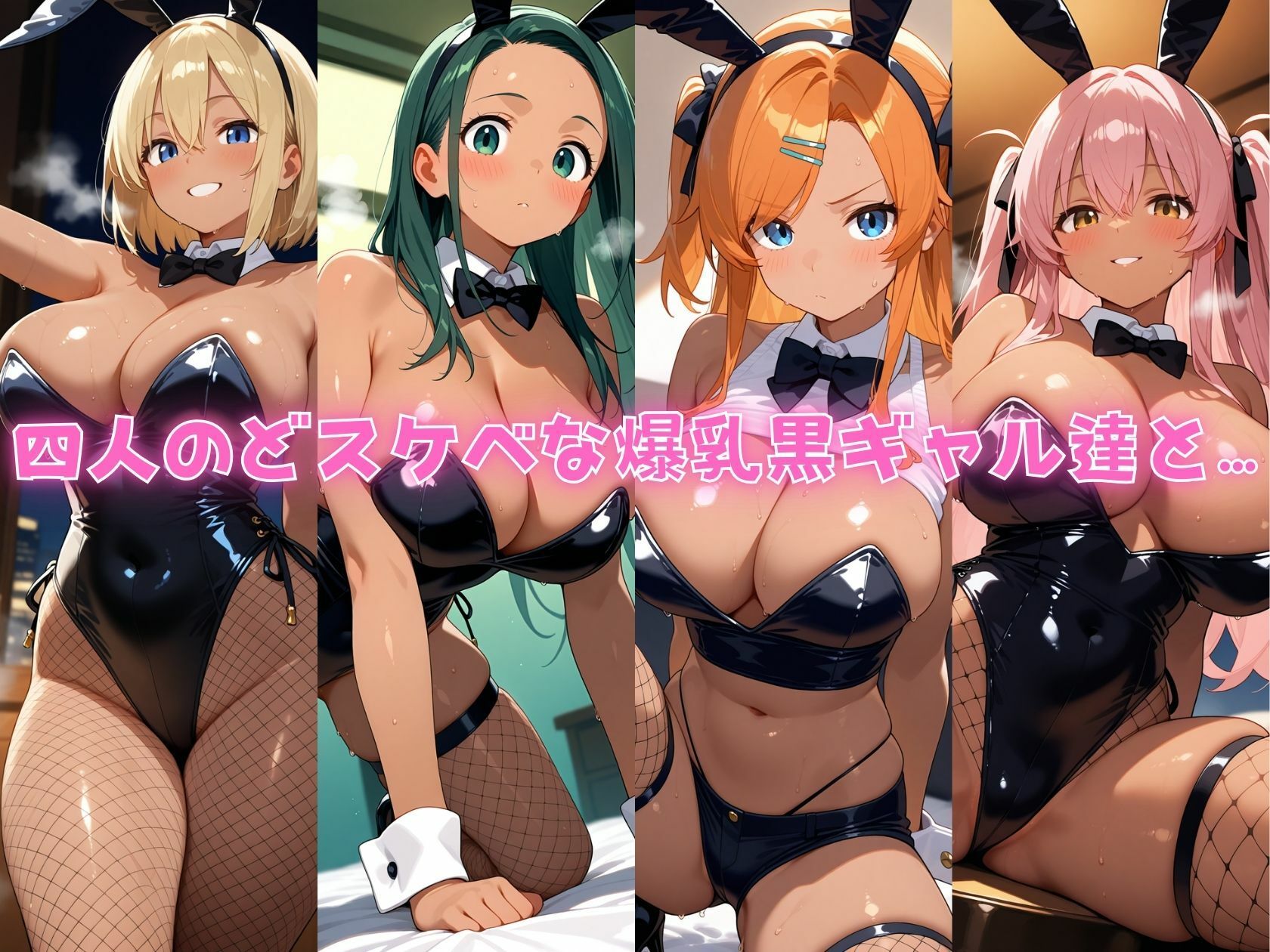 サンプル画像1:4人の爆乳黒ギャルバニーガール汗だくSEX(J Butterfly) [d_552566]