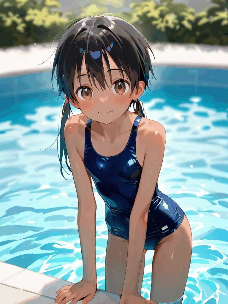 日焼け少女とスクール水着 画像1