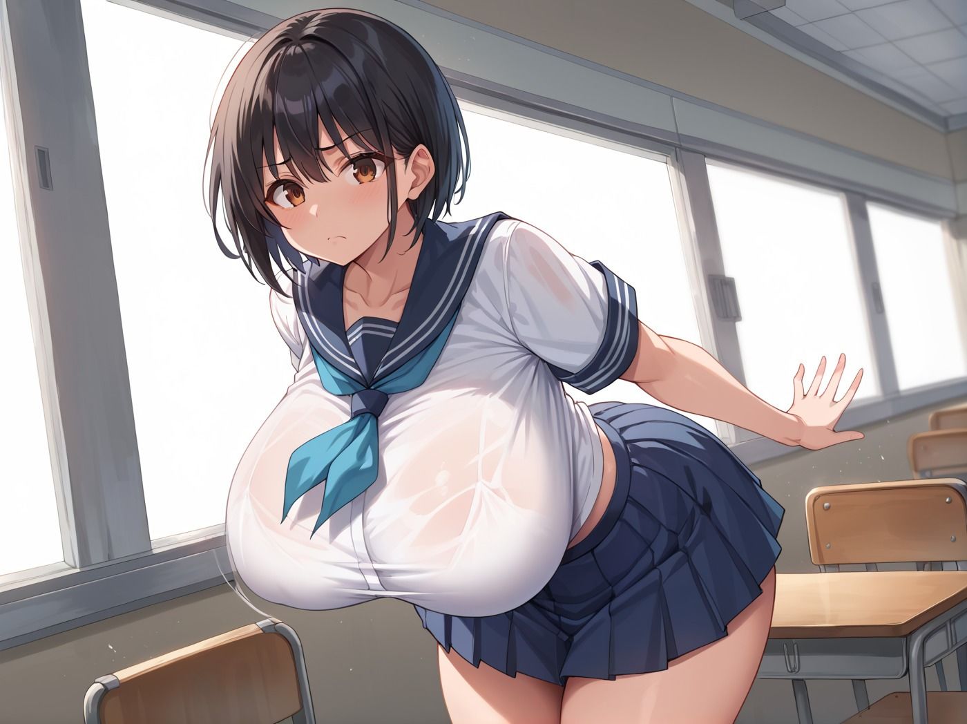 クラスメイトの爆乳委員長を種付け指導 画像5