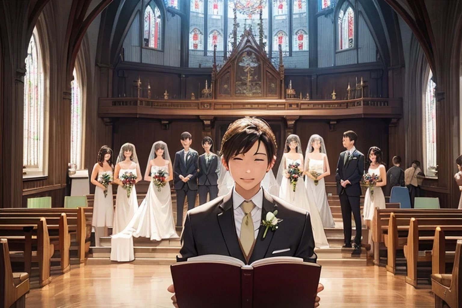 サンプル画像1:教会結婚式  背景素材(豊川内角) [d_553089]