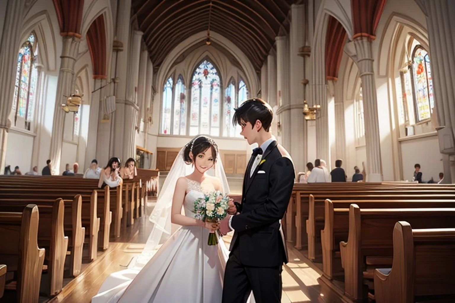 サンプル画像4:教会結婚式  背景素材(豊川内角) [d_553089]