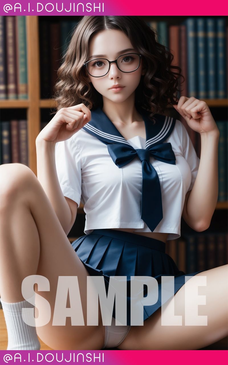 サンプル画像3:図書館で出逢った彼女は、秘密を抱えた爆乳美少女@AI同人誌vol.096(爆乳@エーアイ) [d_553160]