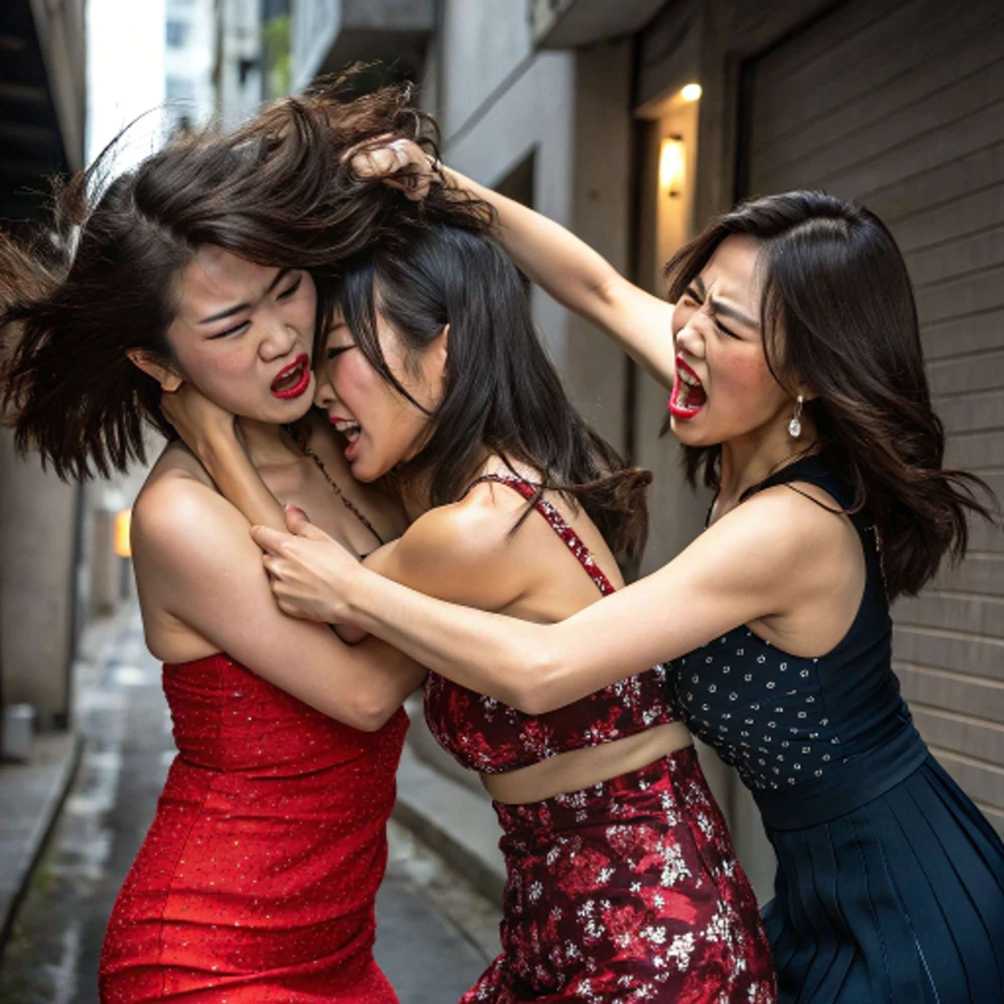 女同士の喧嘩は美しい キャットファイト Catfight レズビアン レズビアンバトル 百合 AI写真集、AI動画集  2_0