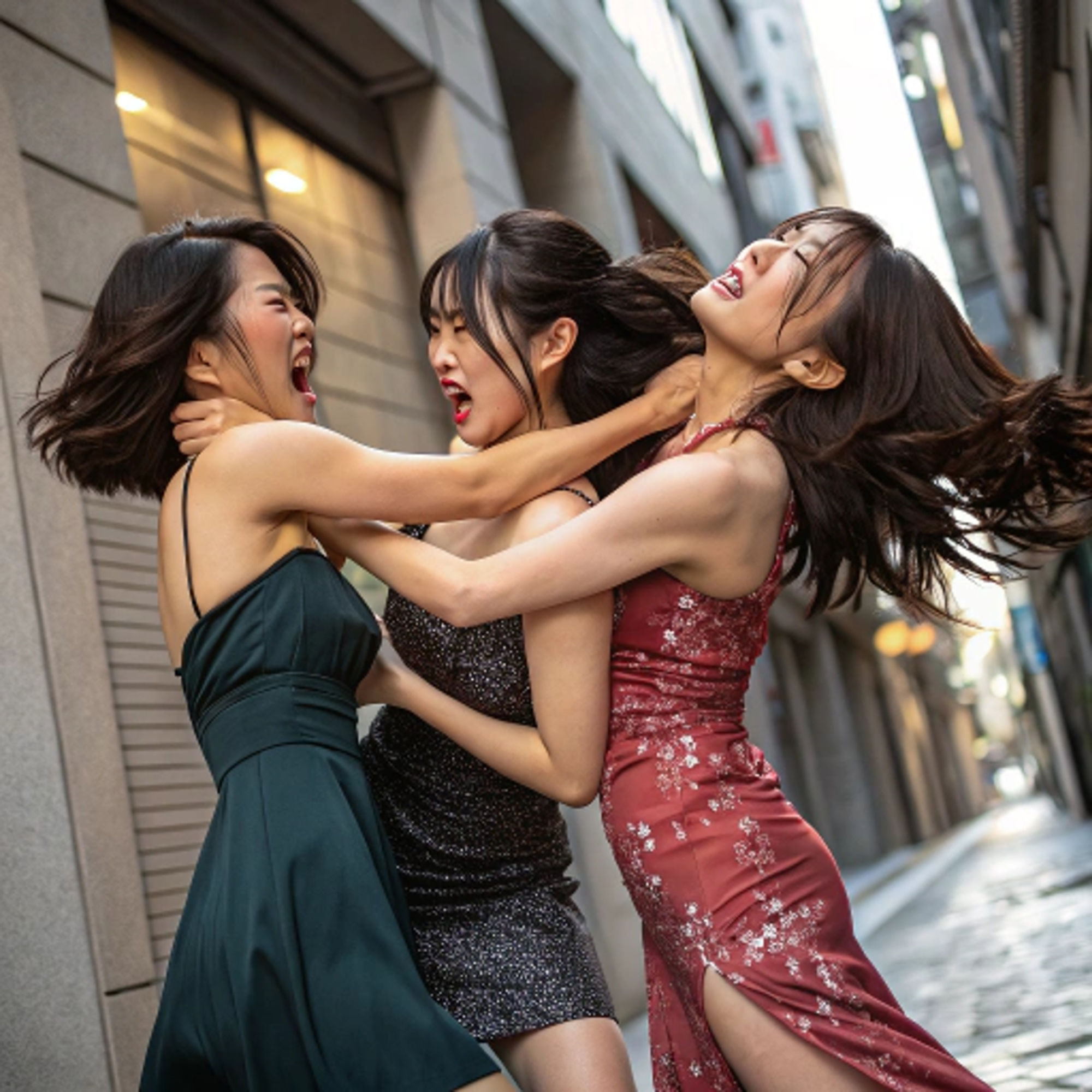 女同士の喧嘩は美しい キャットファイト Catfight レズビアン レズビアンバトル 百合 AI写真集、AI動画集  2_1