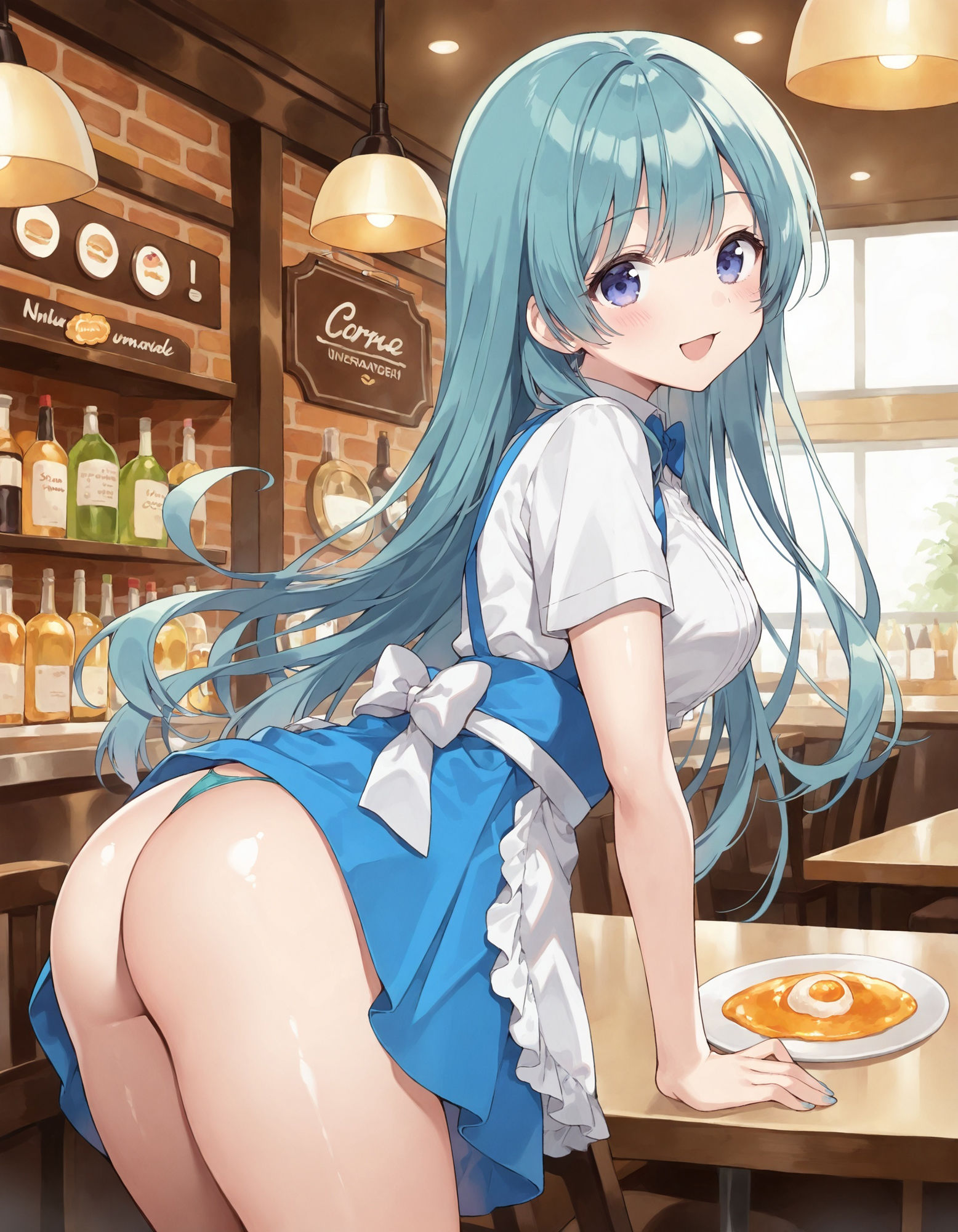 サンプル画像4:ウェイトレスの前かがみパンチラ(D.P.H.) [d_553420]