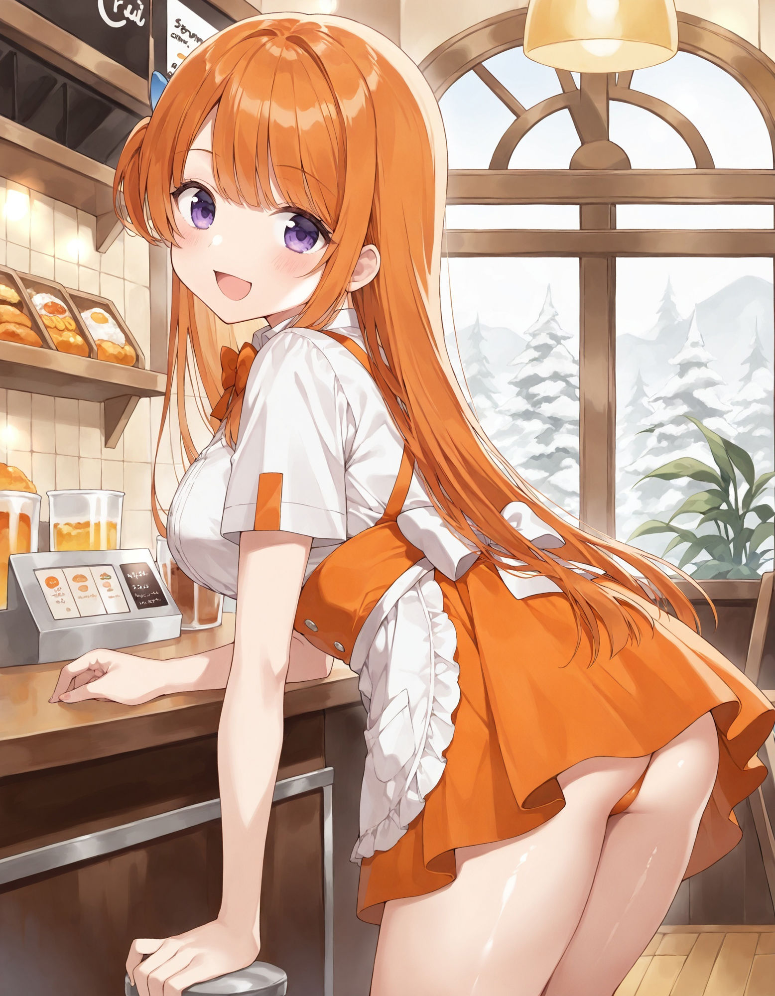 ウェイトレスの前かがみパンチラ 画像6