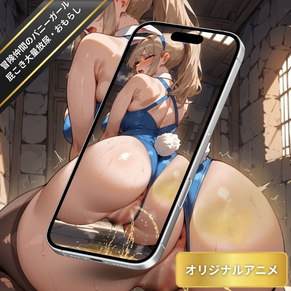 冒険仲間のバニーガールがオシッコしながらオナラを噴出している姿を堪能する!ダンジョンで大量放尿・おもらしフェチ【変態エロアニメ】 画像2