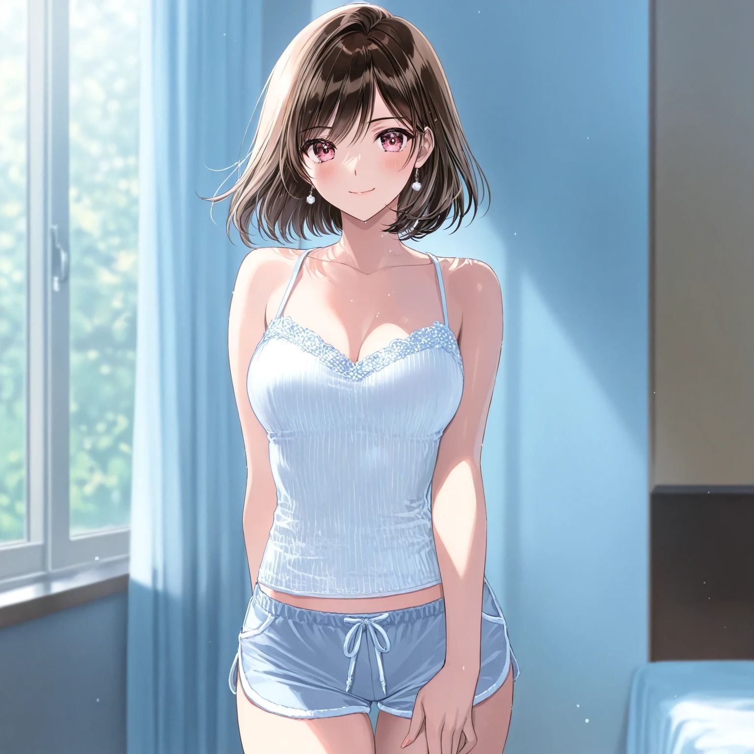 サンプル画像1:キャミソールとショートパンツの美女(はなはな出版) [d_553978]