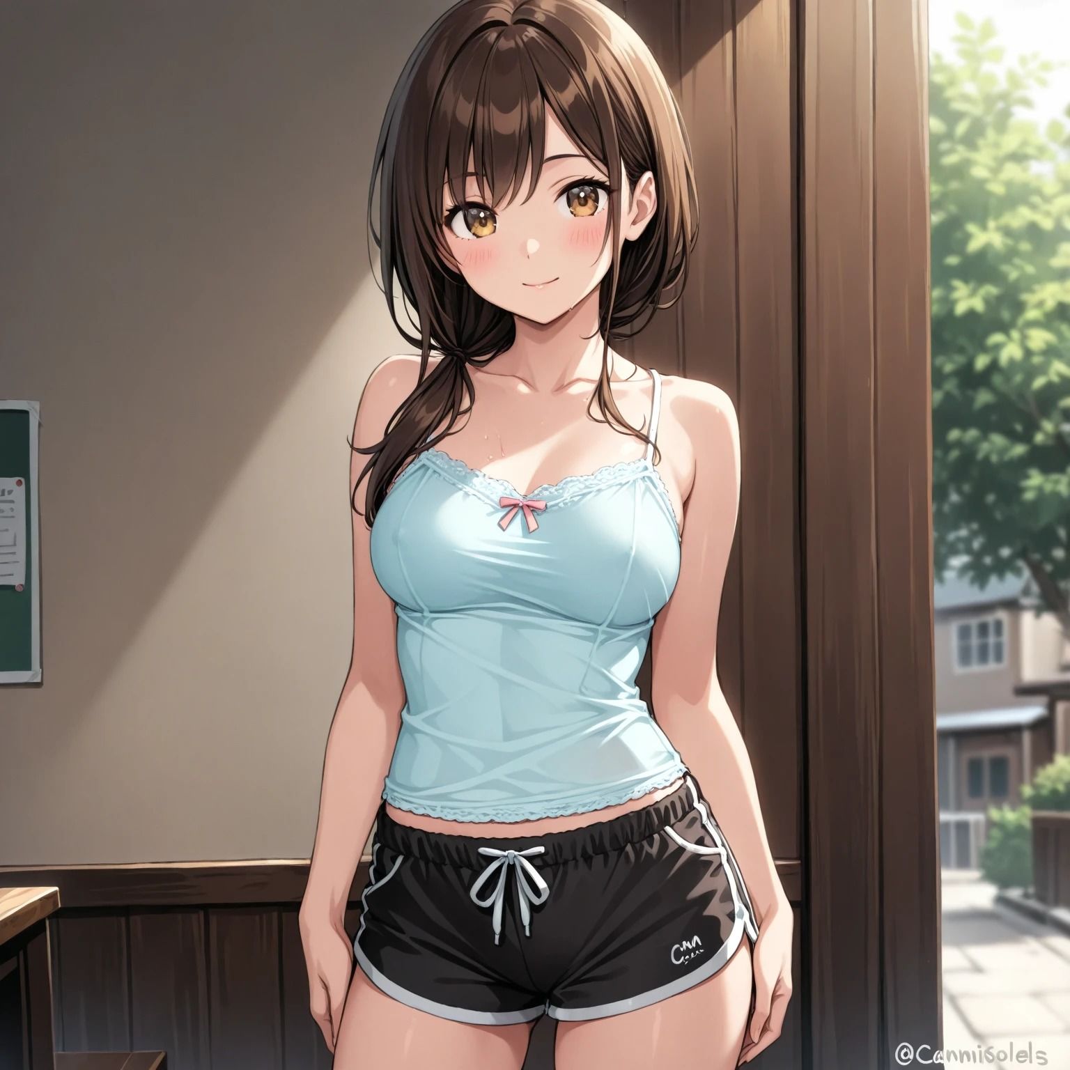 サンプル画像2:キャミソールとショートパンツの美女(はなはな出版) [d_553978]