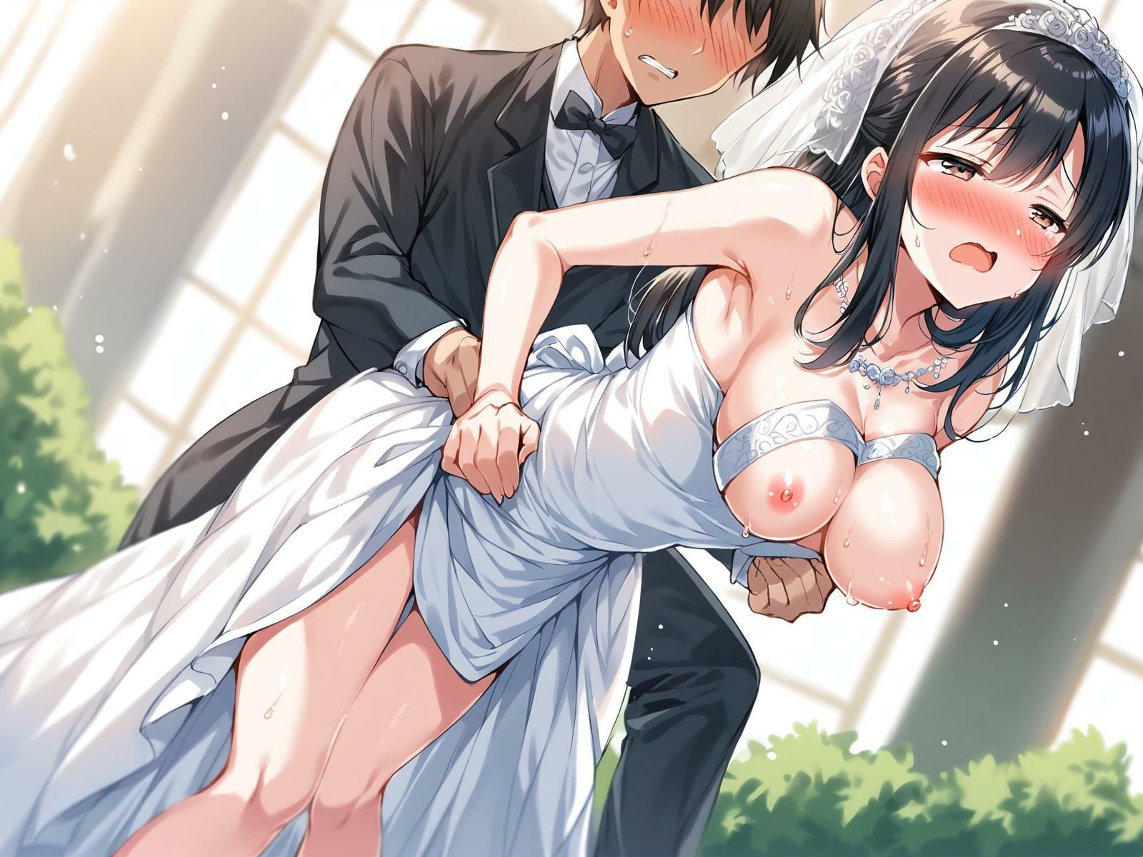 サンプル画像3:ウェディングドレスの黒髪清楚系をバックではめたおした件(カオスクッキング倶楽部) [d_554353]