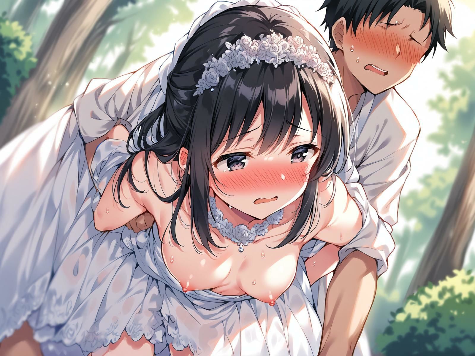 ウェディングドレスの黒髪清楚系をバックではめたおした件 画像8