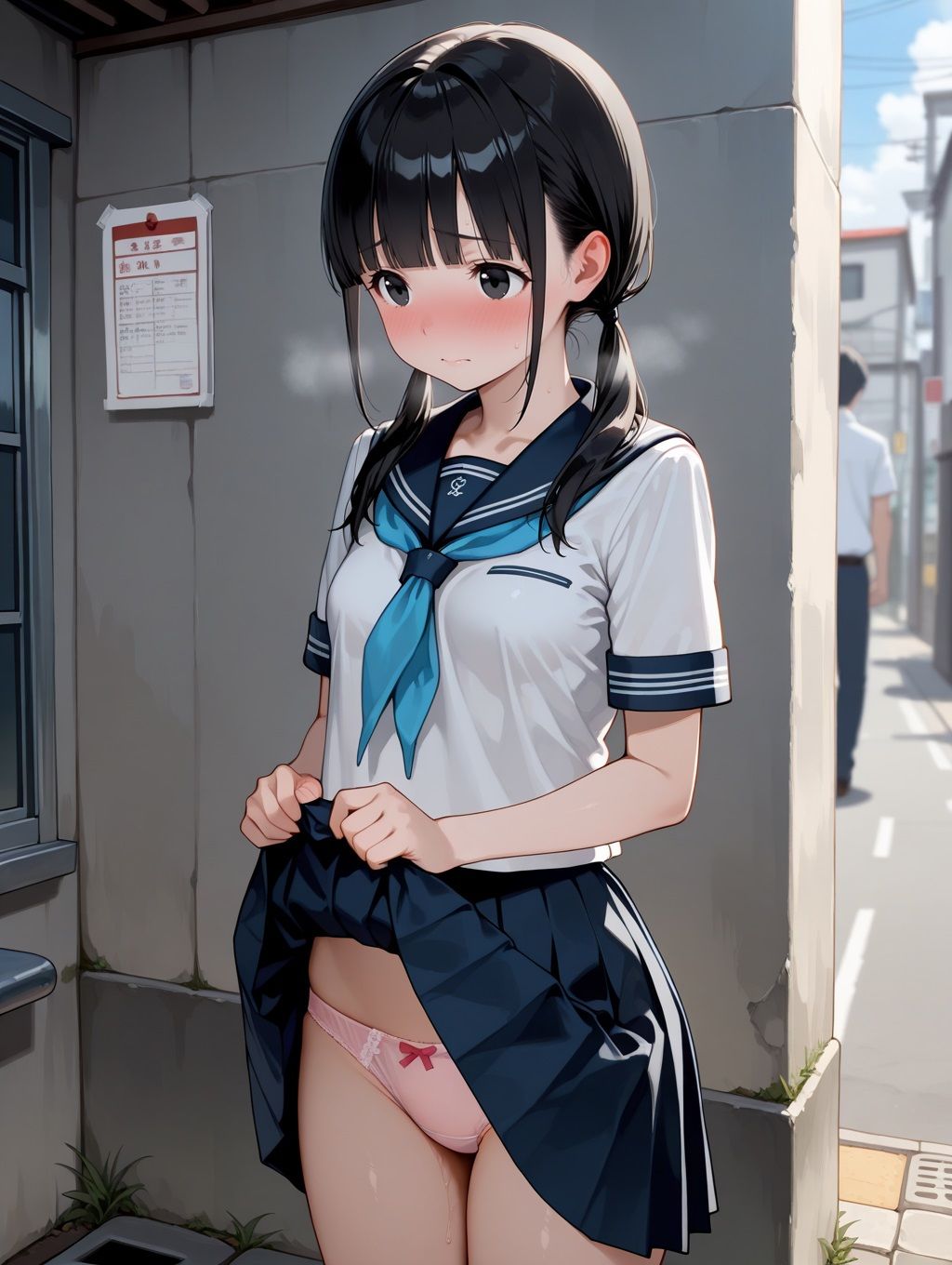 ウブな田舎娘に青姦中出し 画像1
