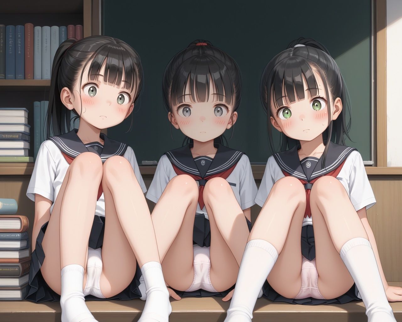 サンプル画像5:スジまんハーレム ちっぱい少女たちの初めての種付けを観察(あめりかん極太ロリロリそーせーじ) [d_554564]