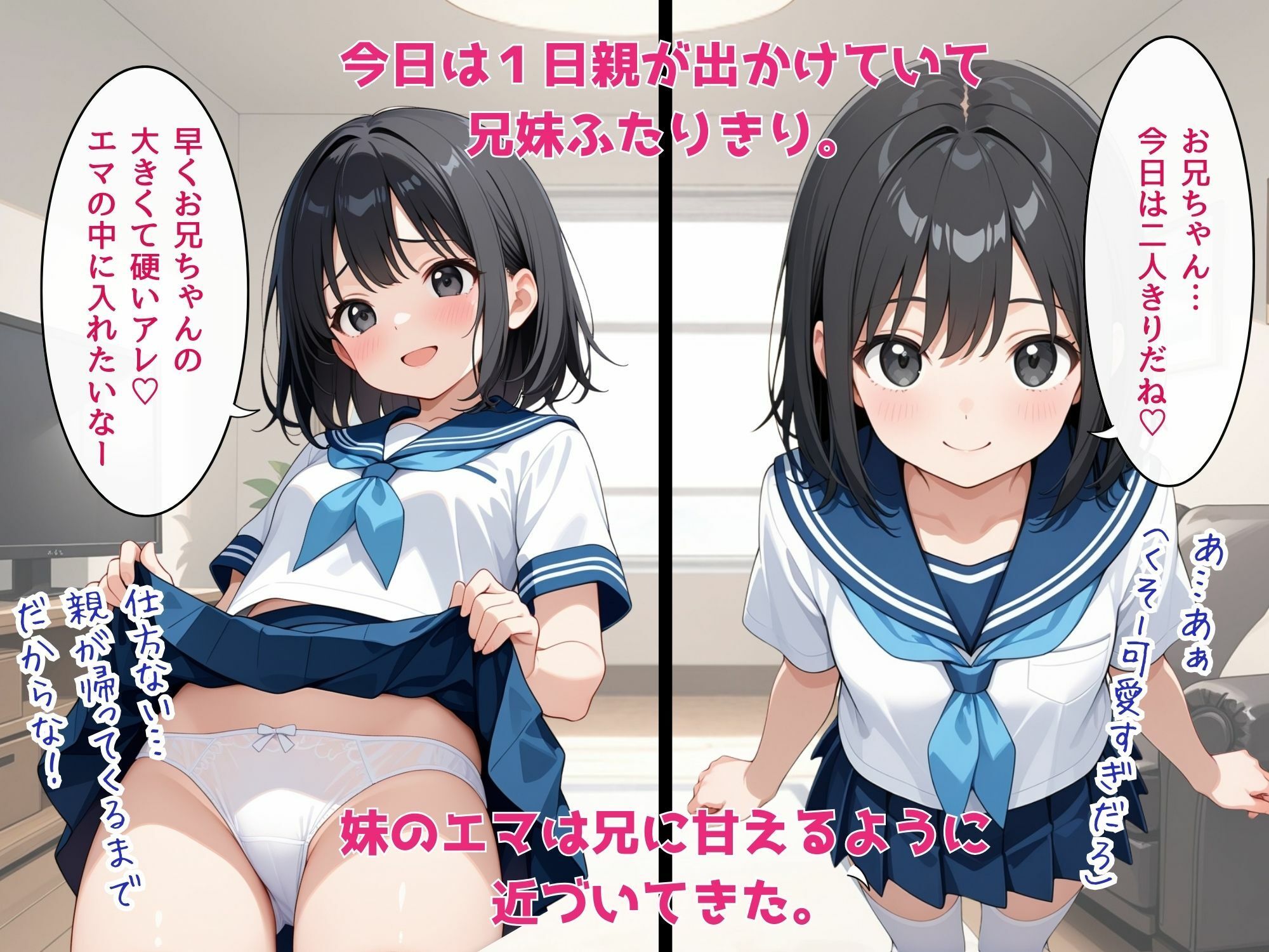 サンプル画像1:親にはナイショ！貧乳の妹に中出し近親相姦(みるくさんど) [d_554595]