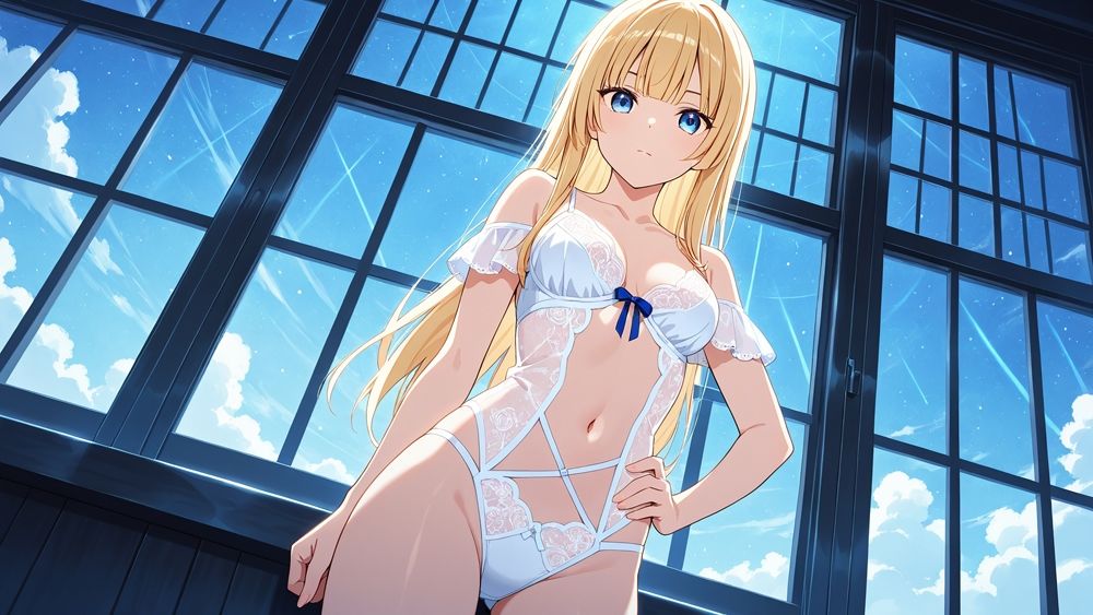 サンプル画像6:【FANZA専売】清楚銀髪と金髪アイドルの秘密プライベートレッスン【4K高画質】(御一堂) [d_554933]