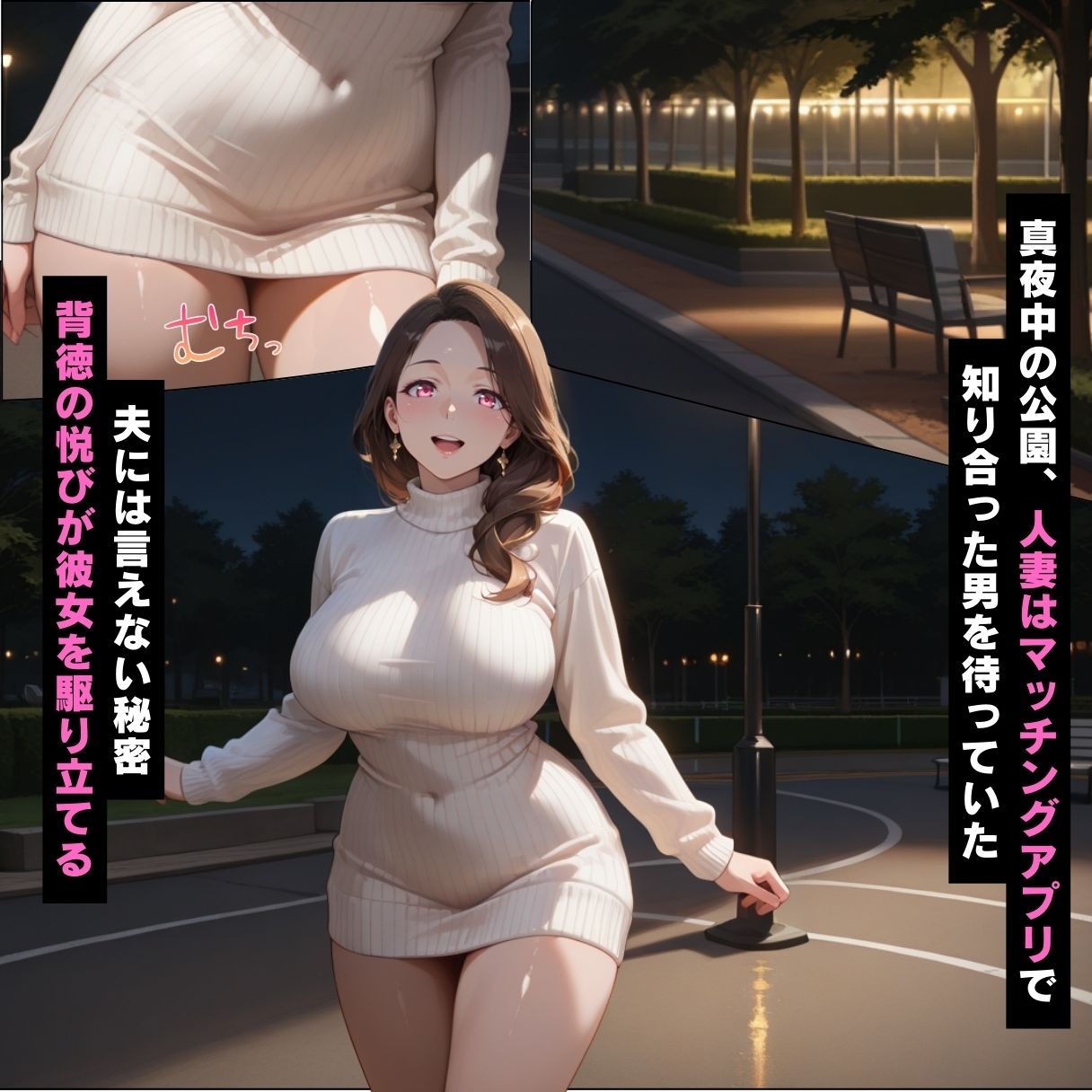 サンプル画像1:欲求不満な巨乳人妻がマッチングアプリを使って性欲を発散する話【セリフ付き】(禁断の果実) [d_555220]