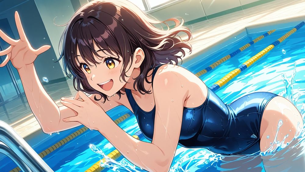 【エロ漫画】【4K】【FANZA専売】爆乳スク水美少女がコーチと放課後のプールで秘密特訓4