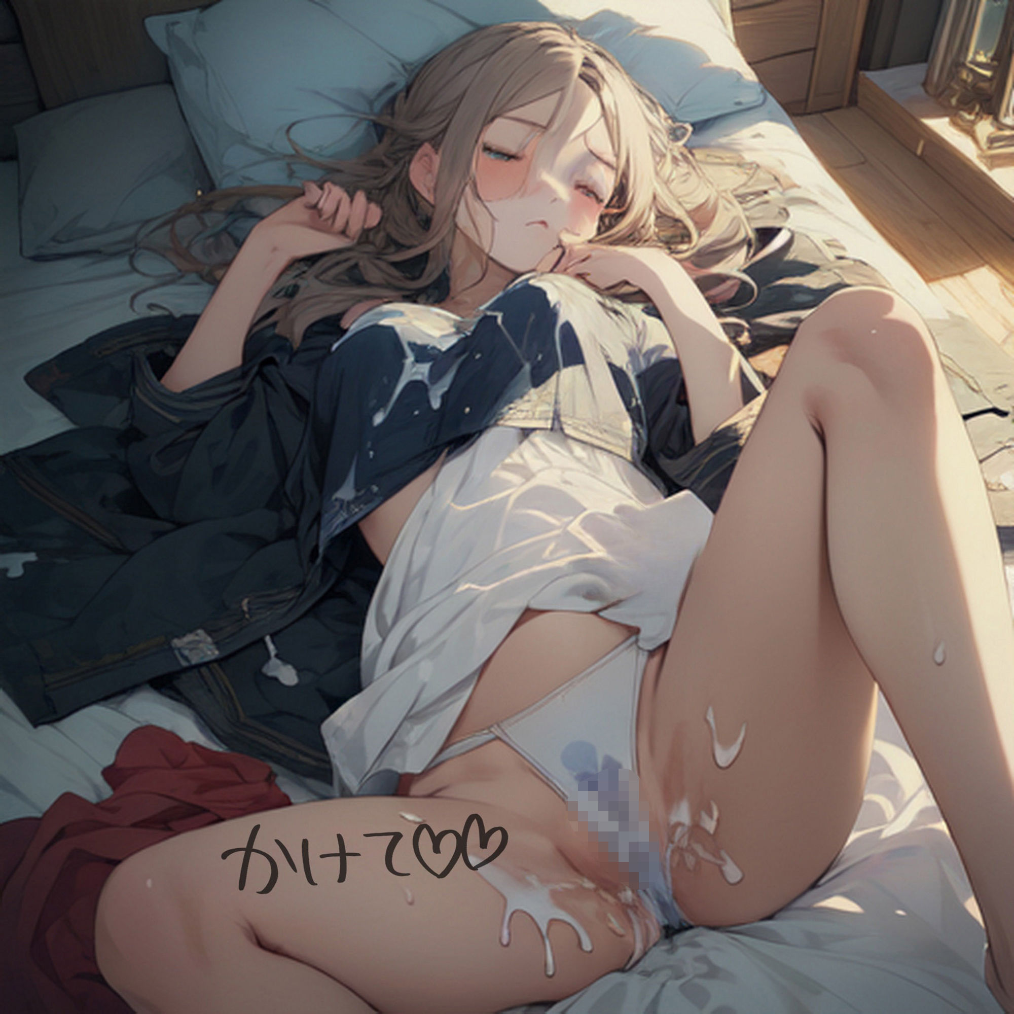 サンプル画像5:ベットでぶっかけハプニング(アニメ雷土音) [d_555410]