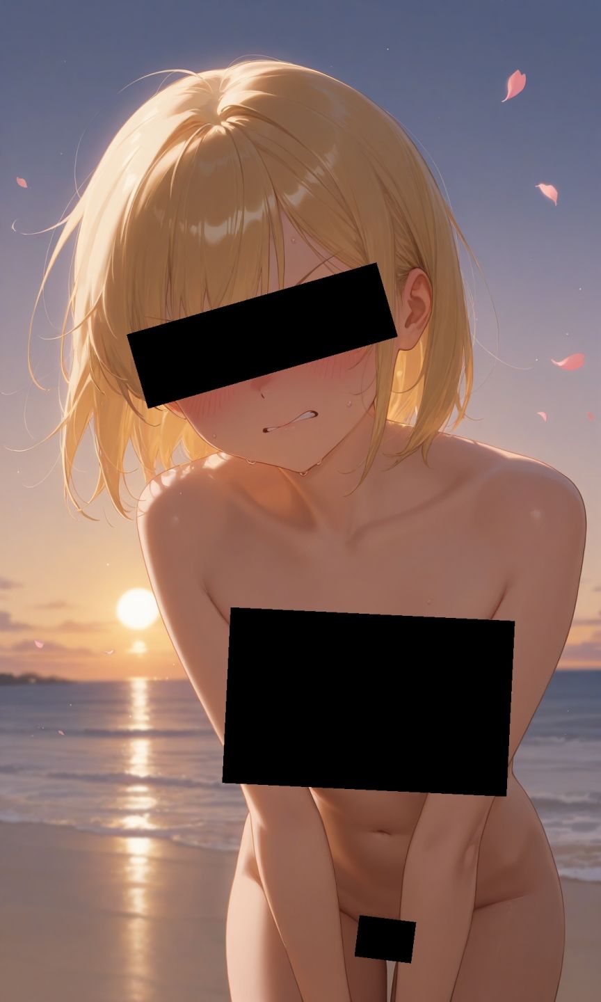 金髪貧乳美少女のえっちな写真集vol.20〜春の風の強い夕方の海編〜 画像2