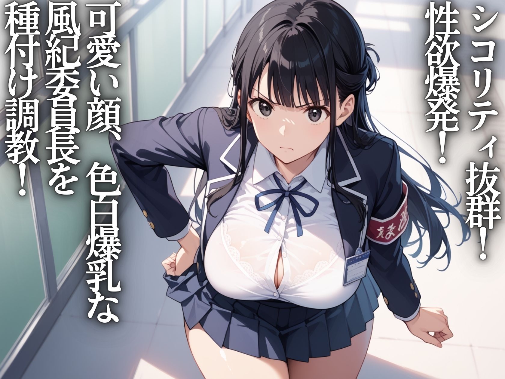 サンプル画像1:陵●学園〜洗脳性教育で爆乳風紀委員長を逆取り締まりSEX(そいやっさ) [d_555453]