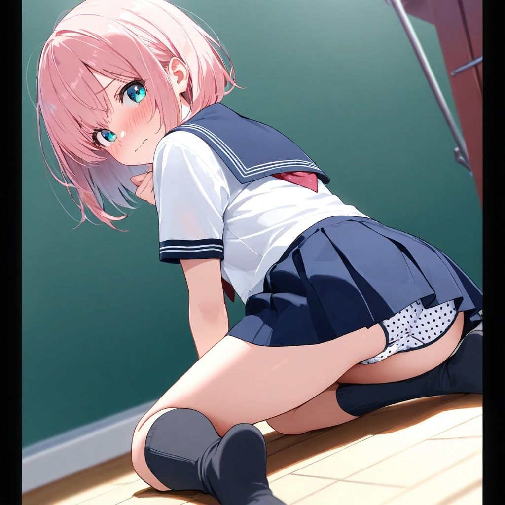 サンプル画像3:黒ハイソックスJKの四つん這いパンチラ(あみゅみゅ) [d_555725]