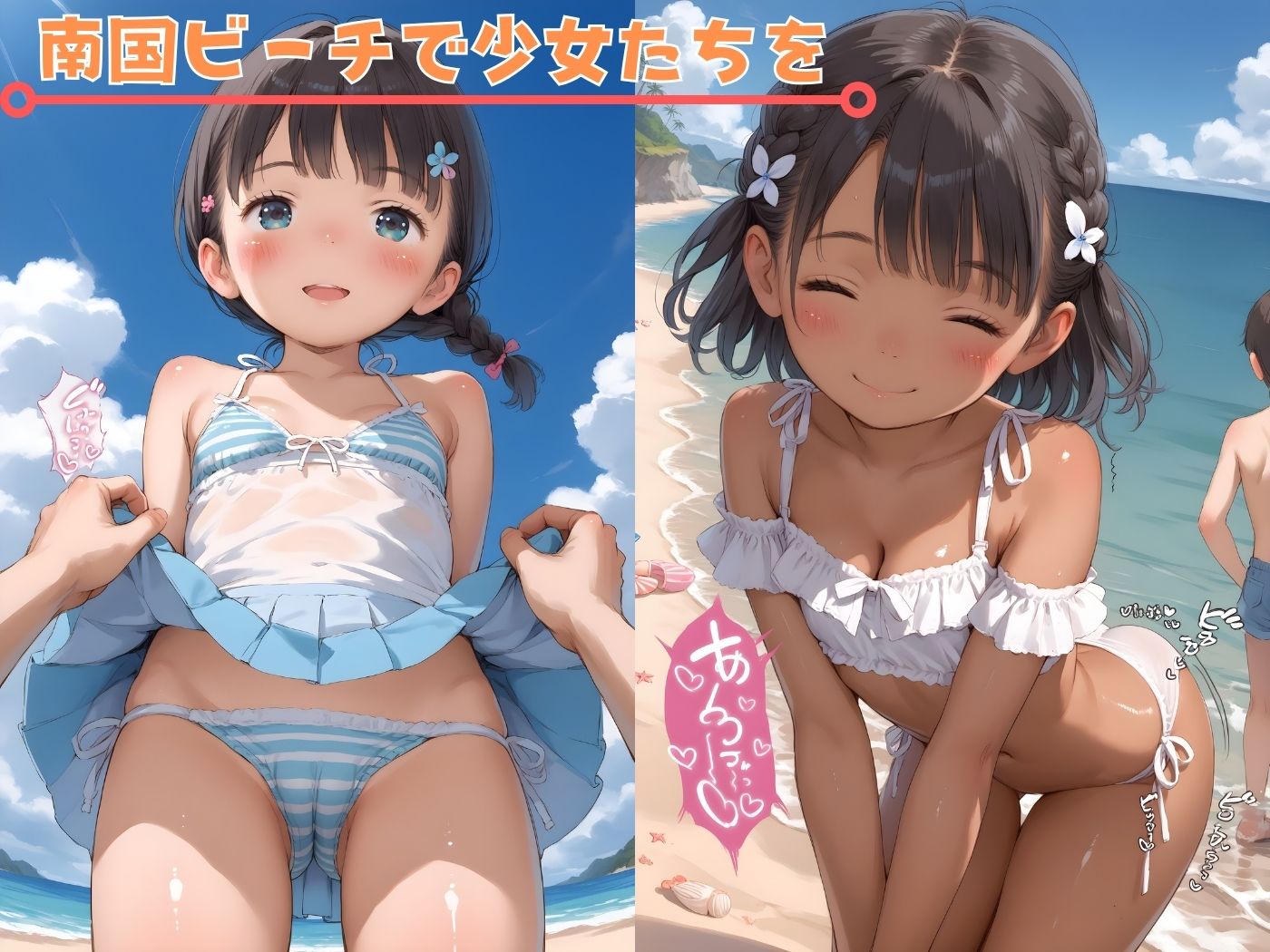 サンプル画像1:子〇たちの初めての水着ビーチ♪(ロリロリ天国♪) [d_555933]