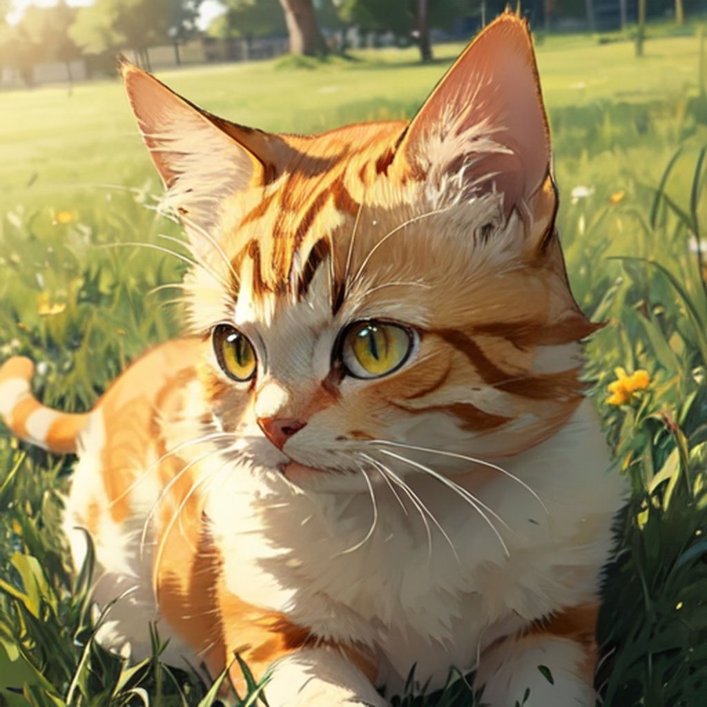 猫が大好き！猫と草原 画像2