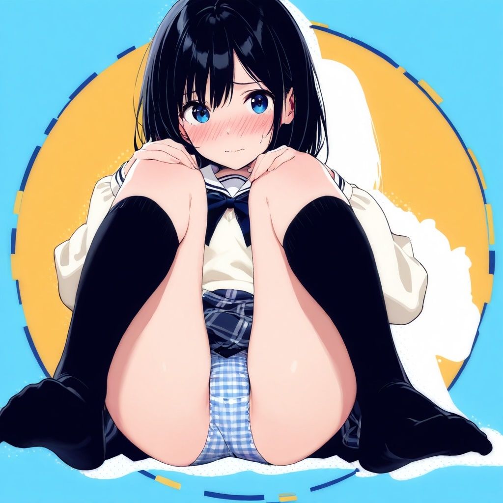 サンプル画像1:黒ハイソックスJKのM字パンチラ(あみゅみゅ) [d_556142]