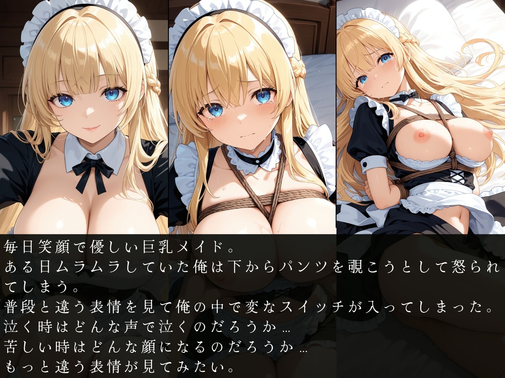 サンプル画像1:壊された日常〜巨乳メイドを緊縛生ハメ調教〜(mapuememaru) [d_556208]