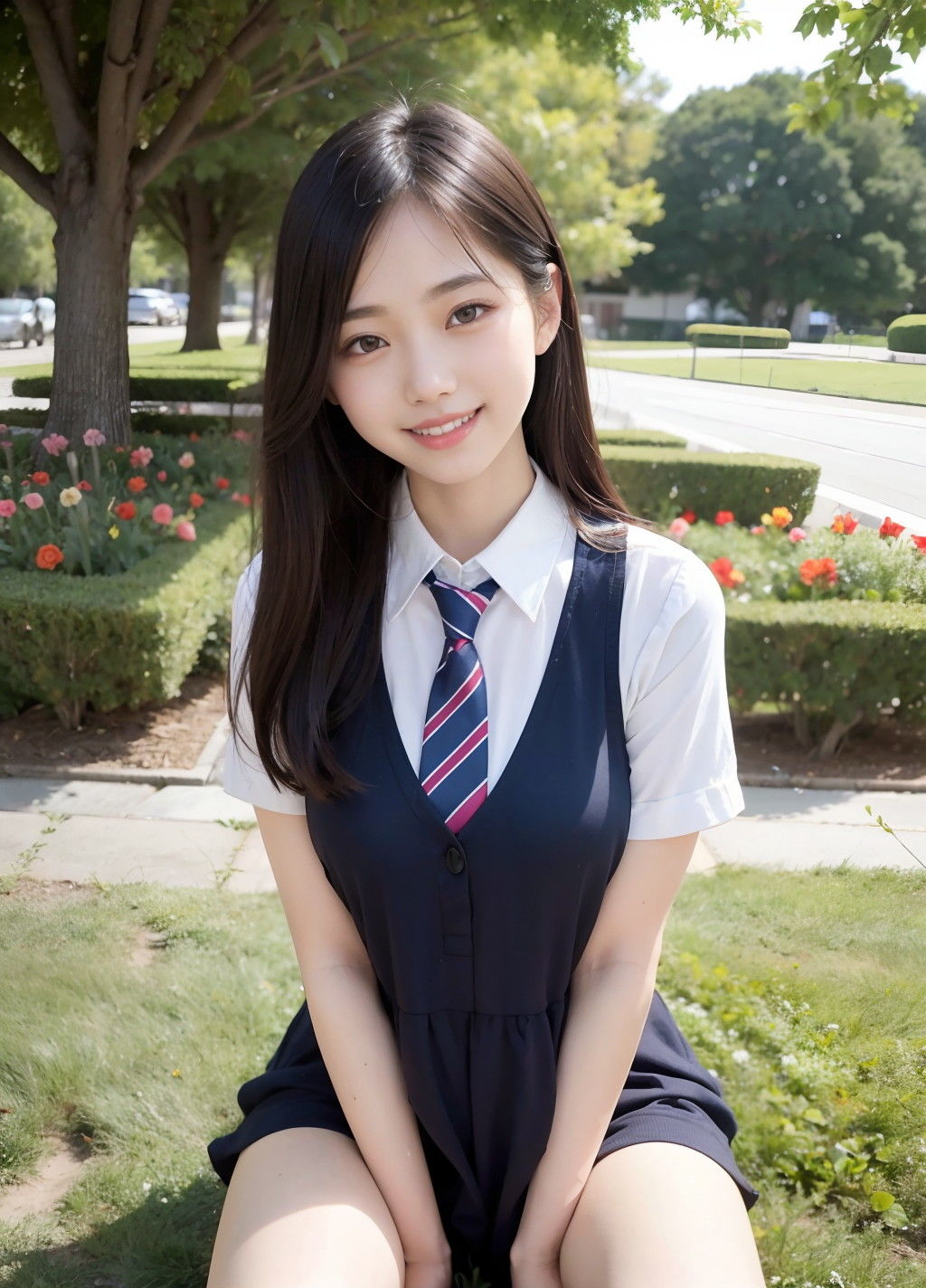 サンプル画像1:新緑の公園で(AIアートクリエイツ) [d_556286]