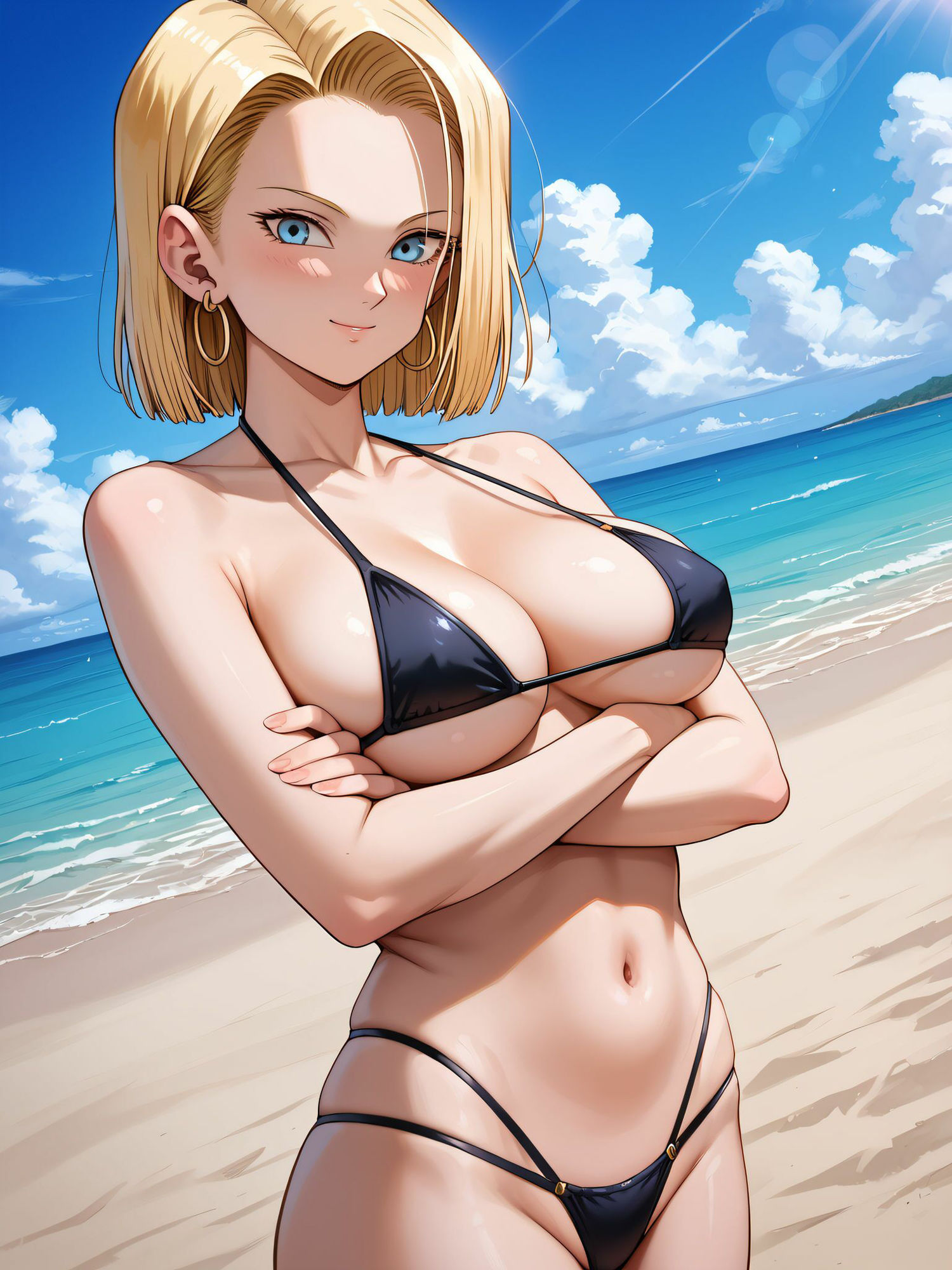 人妻18号のえちえちビーチ 画像1