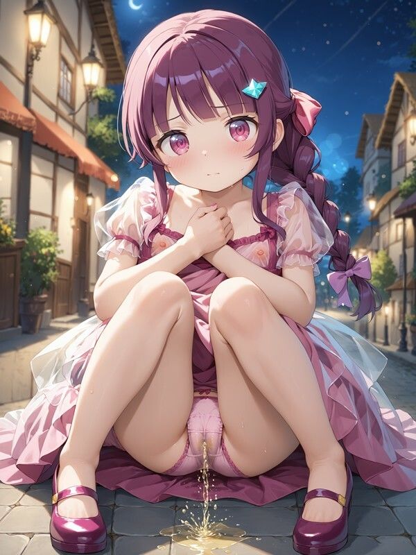 サンプル画像2:乳首の透けた洋服を着たかわいい女の子がパンツをはいたままおしっこをおもらししている画像集2(えっふぇれ) [d_557163]