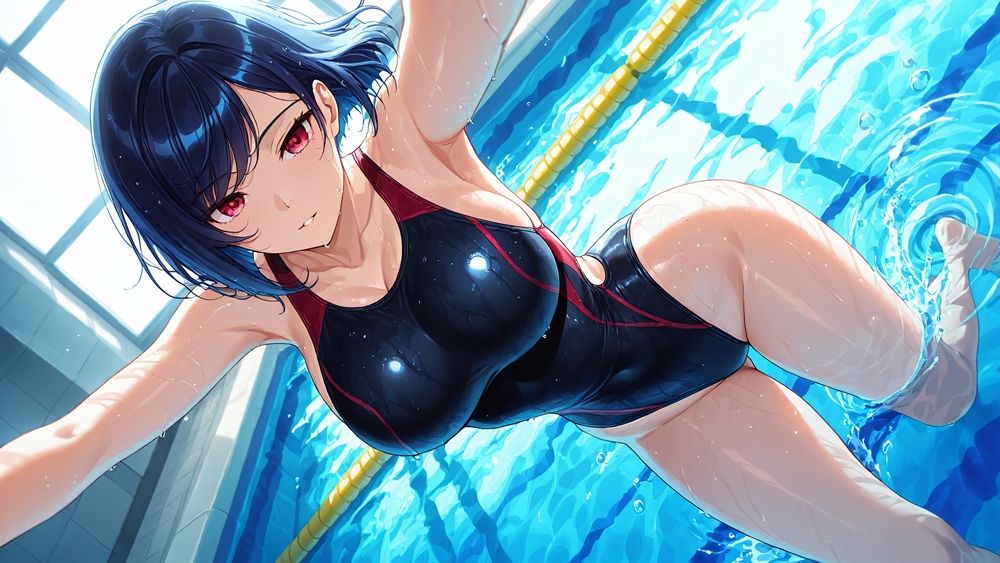 サンプル画像4:【FANZA専売】【4K高画質】爆乳競泳水着姉妹とコーチの放課後種付け指導(ニート印刷所) [d_557209]