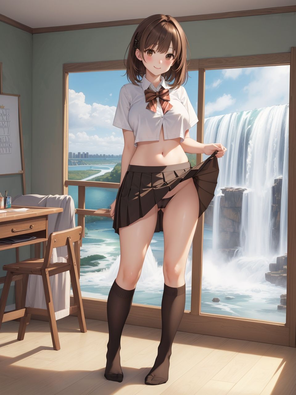 サンプル画像4:滝の風景にたたずむ美少女たち〜AIイラスト集〜(くりきんとん) [d_557279]