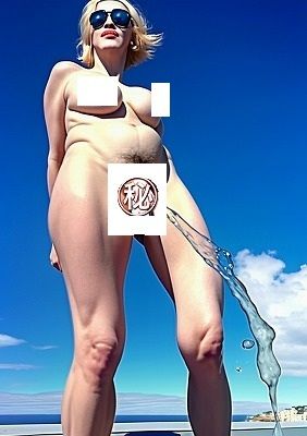 失禁写真アート:開放感、快晴、芸術的快尿、屋外全裸金髪女の立ち小便、あーすっきりした、やったった。 画像3