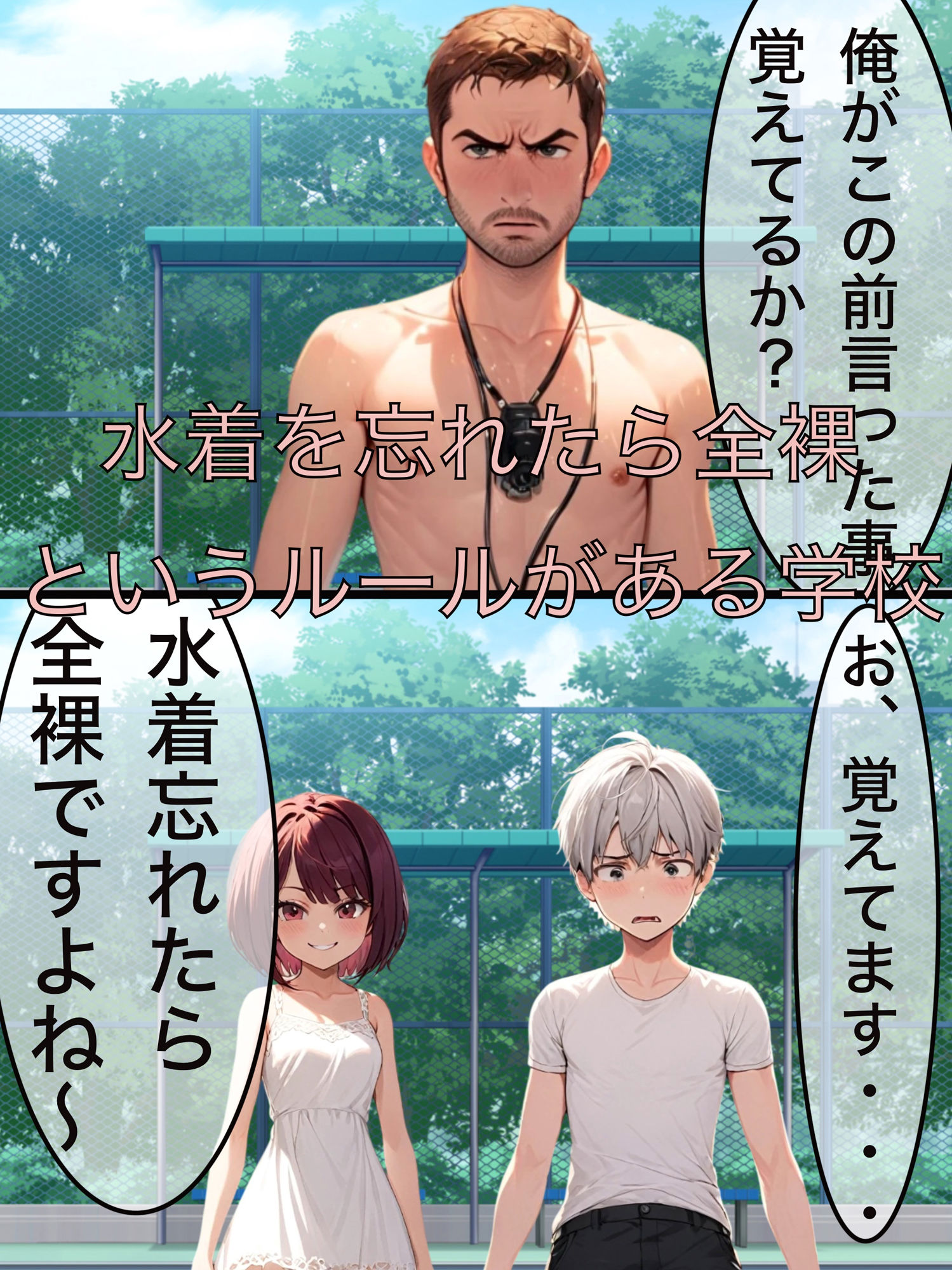 水着を忘れたら男子も女子もすっぽんぽん！？ もっちもちのとりもち エロ画像2