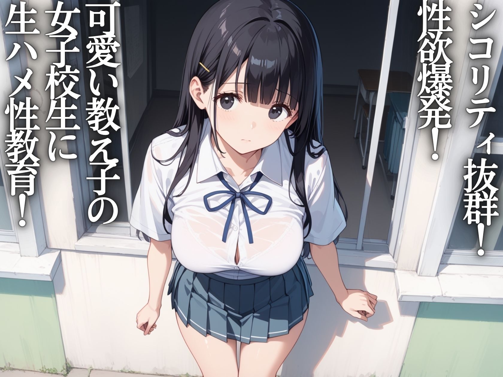 サンプル画像1:淫乱学園〜教え子の黒髪清楚JKを種付けプレス(そいやっさ) [d_558229]